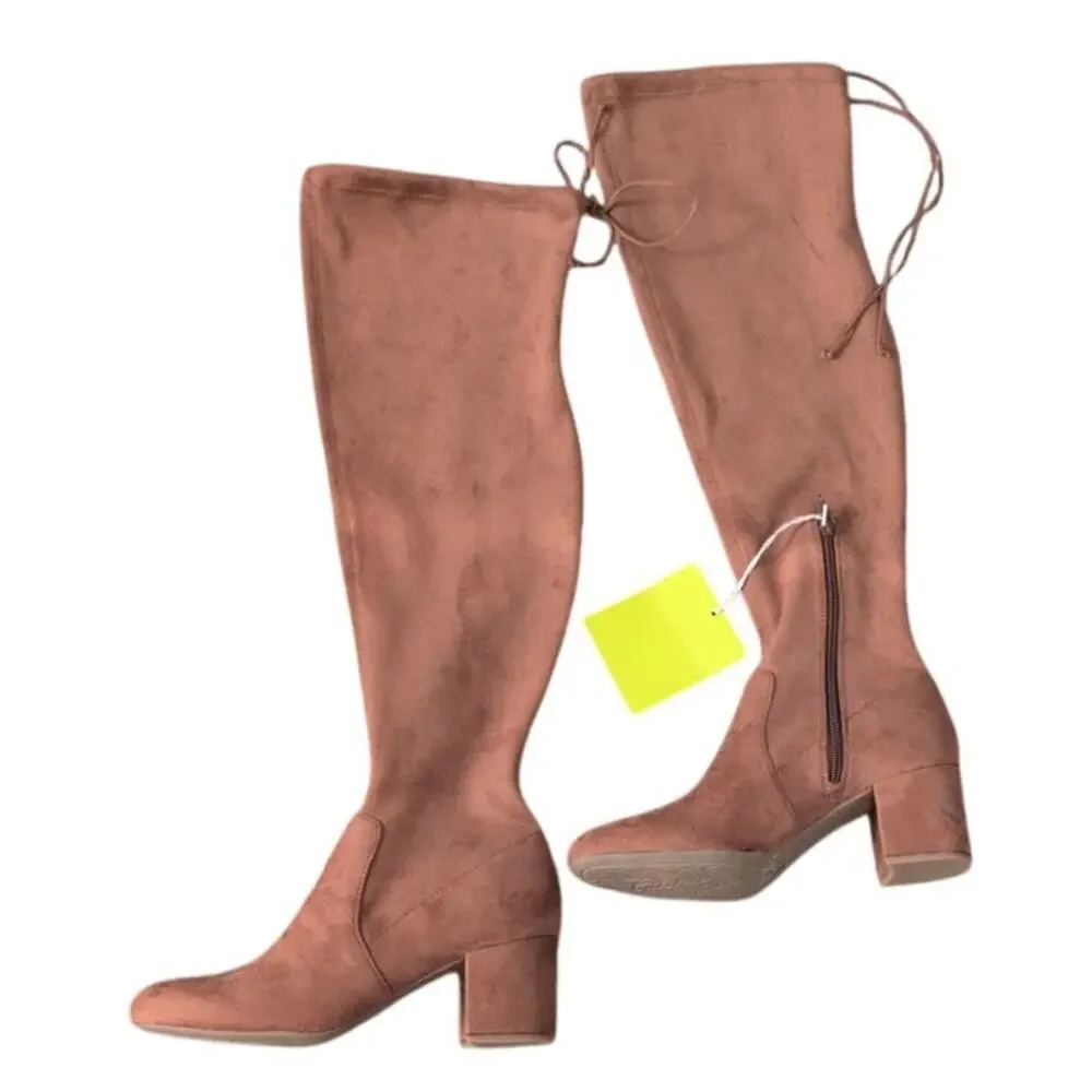 Gianni Bini Laredo Piazza Over-the-Knee Block Heel Boots Taupe Sz 9 NWT